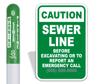 Green Sewer Utility Markers & Signs