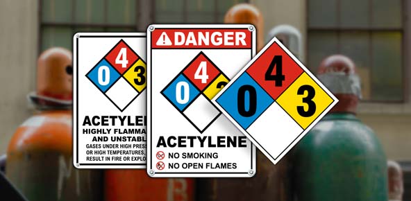 NFPA 704 Acetylene Signs