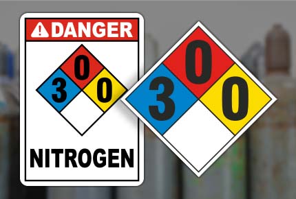 NFPA 704 Nitrogen Signs