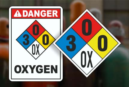 NFPA 704 Oxygen Signs