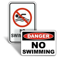 No Swimming Signs