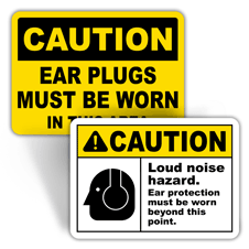 Caution Hearing Protection Signs