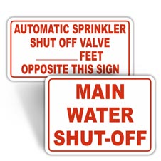 Sprinkler Shut Off Signs