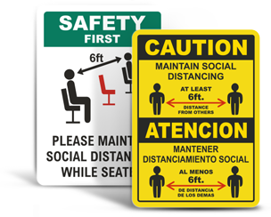 Social Distancing Safety Signs
