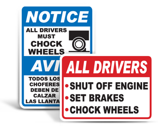 Truck Wheel Chock Signs