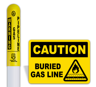Yellow Gaseous Material Utility Markers & Signs