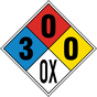 NFPA Danger Sodium Hypochlorite 3-0-0-OX Sign