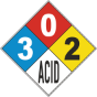 NFPA Danger Sulfuric Acid 3-0-2-ACID White Sign