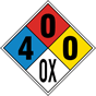 NFPA Danger Chlorine Gas 4-0-0-OX Sign