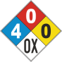 NFPA Danger Chlorine Gas 4-0-0-OX White Sign