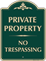 Green Background – Private Property No Trespassing Sign