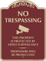 Burgundy Background – No Trespassing Video Surveillance Sign