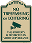 Green Border & Text – No Trespassing Or Loitering Sign