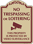 Burgundy Border & Text – No Trespassing Or Loitering Sign