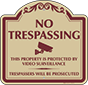 Burgundy Border & Text – No Trespassing This Property Is Protected Sign