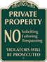 Green Background – No Soliciting Loitering Or Trespassing Sign