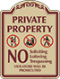 Burgundy Border & Text – No Soliciting Loitering Or Trespassing Sign