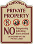 Burgundy Border & Text – No Trespassing Soliciting Or Turn-Around Sign