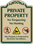 Green Border & Text – Private Property No Hunting Sign