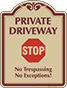Burgundy Border & Text – Private Driveway No Trespassing Sign
