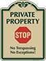 Green Border & Text – No Trespassing No Exceptions Sign
