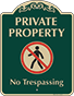 Green Background – Private Property No Trespassing Sign