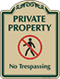 Green Border & Text – Private Property No Trespassing Sign