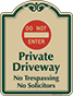Green Border & Text – Private Driveway No Solicitors Sign