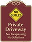 Burgundy Background – No Outlet Private Driveway Sign