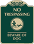 Green Background – No Trespassing Beware Of Dog Sign