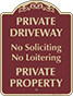 Burgundy Background – Private Driveway No Loitering Sign