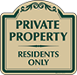 Green Border & Text – Private Property Residents Only Sign