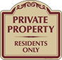 Burgundy Border & Text – Private Property Residents Only Sign