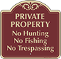 Burgundy Background – No Hunting Fishing Or Trespassing Sign