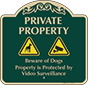 Green Background – Private Property Beware of Dogs Sign