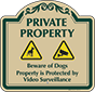 Green Border & Text – Private Property Beware of Dogs Sign