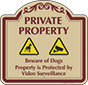 Burgundy Border & Text – Private Property Beware of Dogs Sign