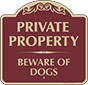 Burgundy Background – Private Property Beware of Dogs Sign