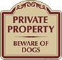 Burgundy Border & Text – Private Property Beware of Dogs Sign