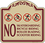Burgundy Border & Text – No Skateboarding Roller Blading Sign