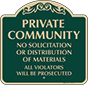 Green Background – Private Community No Solicitation Sign