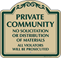Green Border & Text – Private Community No Solicitation Sign