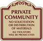 Burgundy Border & Text – Private Community No Solicitation Sign