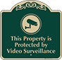 Green Background – Protected By Video Surveillance Sign