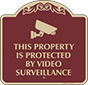 Burgundy Background – Protected By Video Surveillance Sign