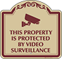 Burgundy Border & Text – Protected By Video Surveillance Sign
