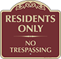 Burgundy Background – Residents Only No Trespassing Sign