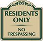 Green Border & Text – Residents Only No Trespassing Sign