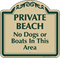 Green Border & Text – Private Beach No Dogs Or Boats Sign