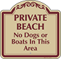 Burgundy Border & Text – Private Beach No Dogs Or Boats Sign